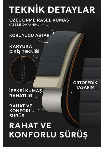 Citroën C3 Picasso 2009–2017 Natura Serisi Raşel Füme Siyah Koltuk Kılıfı