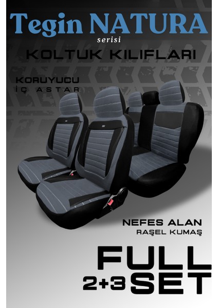 Citroën C3 Picasso 2009–2017 Natura Serisi Raşel Füme Siyah Koltuk Kılıfı