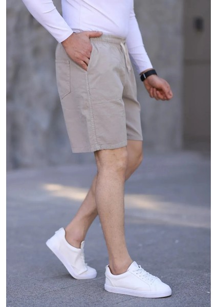 Krem Keten Erkek Şort - Yazlık Baggy Model fiyatları