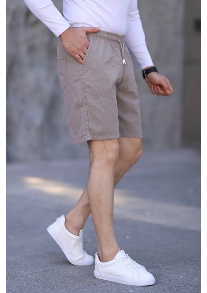 Krem Keten Erkek Şort - Yazlık Baggy Model fiyatları