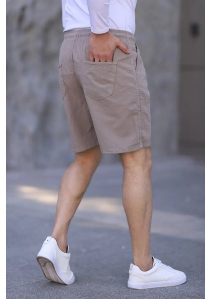Krem Keten Erkek Şort - Yazlık Baggy Model modelleri