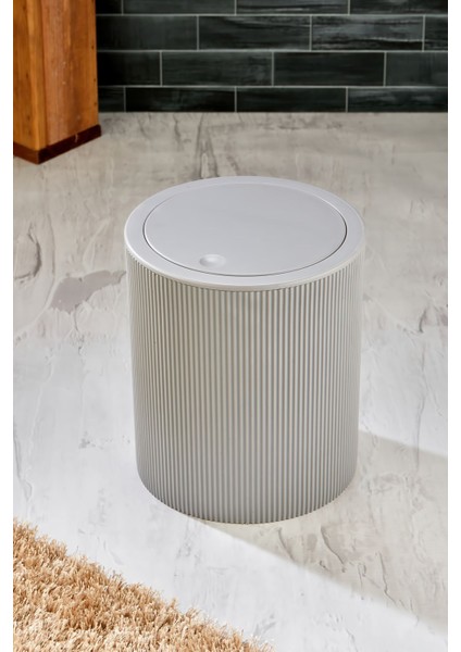 Line Çizgili Yuvarlak Kapaklı Klik Çöp Kovası Banyo Mutfak fırsatları
