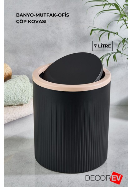 Lüks Ahşap Desenli Banyo Mutfak Çöp Kovası