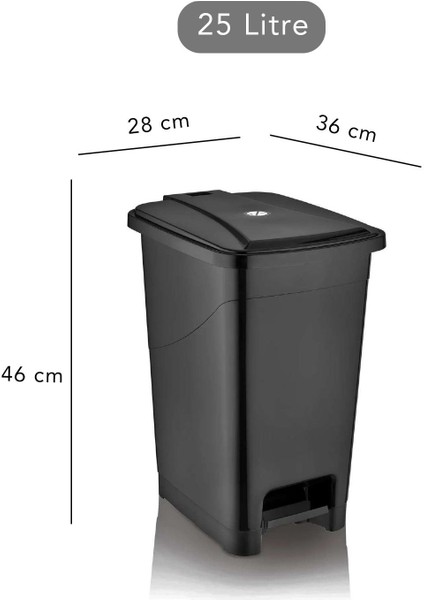 Slim Pedallı Banyo Mutfak Çöp Kovası - 25 Litre - Siyah modelleri