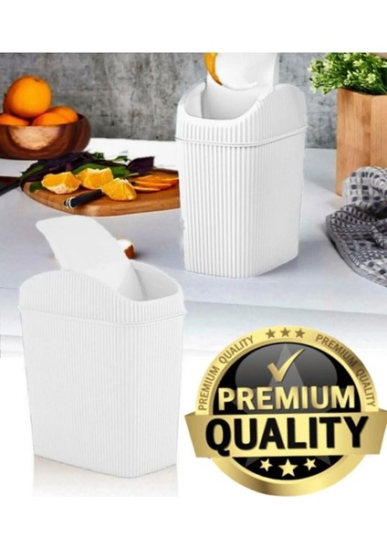 Döner Kapaklı 2.5 Litre Mini Banyo Çöp Kovası - Tuvalet Çöp Kutusu Banyo Mutfak Düzenleyici