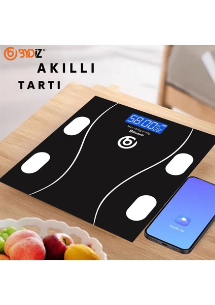 BY-180 Dijital Baskül Yağ Su Kas Vücut Kitle Endeksi Kilo Ölçer Tartı 180 Kg Kapasiteli