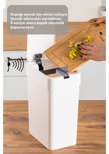 Hareket Sensörlü Sessiz Kapatma Çöp Kutusu Banyo Mutfak Çöp Kovası Kapaklı Banyo Çöp Kovası 9 Lt. fiyatları