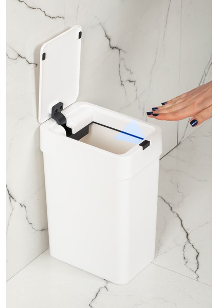 Hareket Sensörlü Sessiz Kapatma Çöp Kutusu Banyo Mutfak Çöp Kovası Kapaklı Banyo Çöp Kovası 9 Lt.