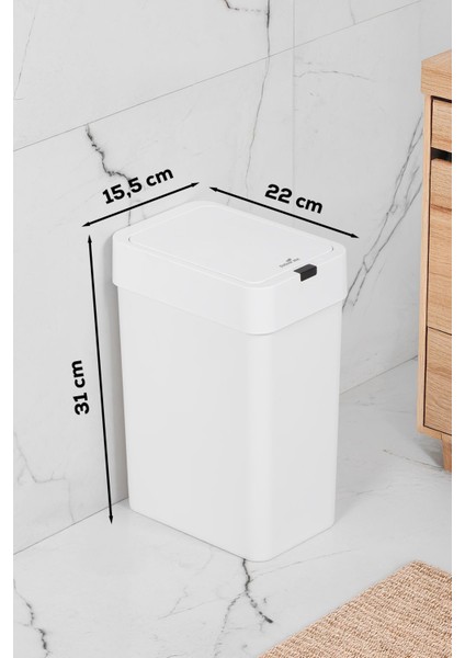 Hareket Sensörlü Sessiz Kapatma Çöp Kutusu Banyo Mutfak Çöp Kovası Kapaklı Banyo Çöp Kovası 9 Lt.
