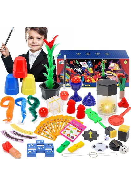Sihirbazlık Seti - Illüzyon Oyunları Full Set -Kupa-Çoğalan Zar-Baston-Tombala-Çiçek-5 Parça