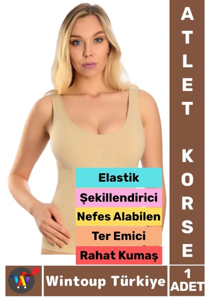 Özel Üretim Karın Bel Göğüs Şekillendiren Toparlayan Elastik Konforlu Ter Emici Kadın Atlet Korse