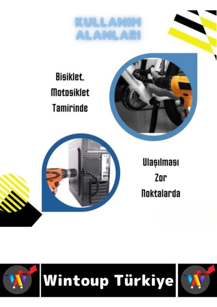 Kompakt Tamir Vidalama Montaj Elektrikli Matkap Tornavida 360 Derece Şaftlı Esnek Tornavida Ucu Seti modelleri
