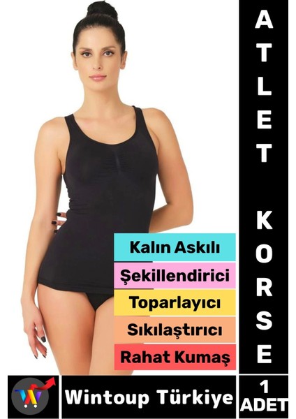 Özel Üretim Vücut Toparlayan Sıkılaştıran Şekillendiren Rahat Esnek Kumaş Kalın Askılı Atlet Korse