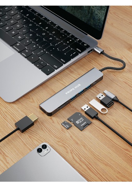 FH19 7-In-1 Usb-C Çoklayıcı Adaptör | 4K Hdmı, 100W Pd, 5gbps USB 3.0, Sd/tf Kart Okuyucu modelleri
