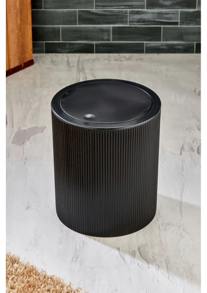 6,5 Lt Yuvarlak Çizgi Model Banyo Mutfak Çöp Kovası Gri fırsatları