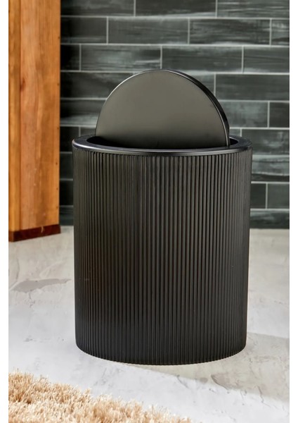 6,5 Lt Yuvarlak Çizgi Model Banyo Mutfak Çöp Kovası Gri indirimleri