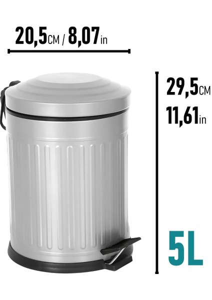 Vintage 2 Li Çöp Kovası Banyo Seti Çizgili Gri fiyatları