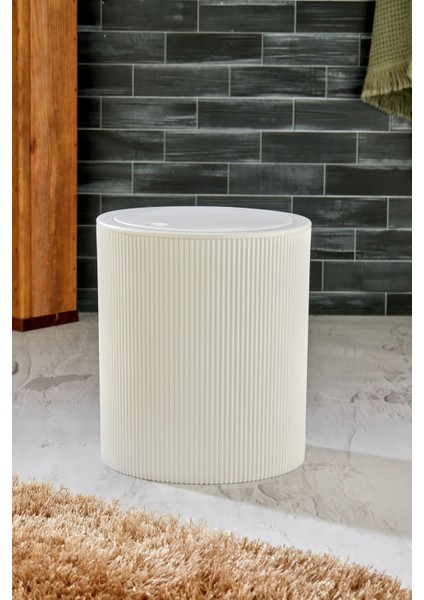 Line Çizgili Yuvarlak Kapaklı Klik Çöp Kovası Banyo Mutfak