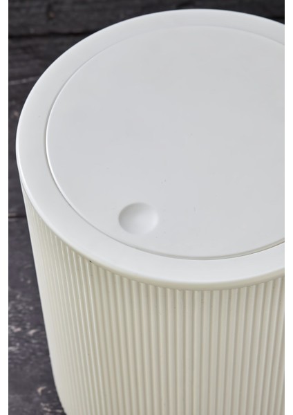 Line Çizgili Yuvarlak Kapaklı Klik Çöp Kovası Banyo Mutfak