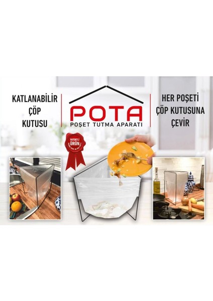 Katlanır Çöp Kovası Her Poşete Uygun Mutfak Banyo Tezgah Üstü Çöp Poşet Teli Kamp Piknik Çöp Kutusu