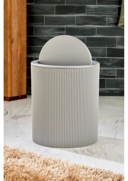 6,5 Lt Yuvarlak Çizgi Model Banyo Mutfak Çöp Kovası Gri fırsatları