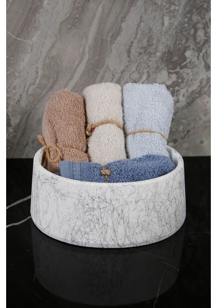 12 Parça Mermer Desenli Beton Banyo Seti Katı Sıvı Sabunluk Diş Fırçalık Çöp Kovası Tepsi Mumluk modelleri