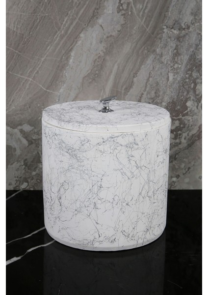 12 Parça Mermer Desenli Beton Banyo Seti Katı Sıvı Sabunluk Diş Fırçalık Çöp Kovası Tepsi Mumluk fırsatları