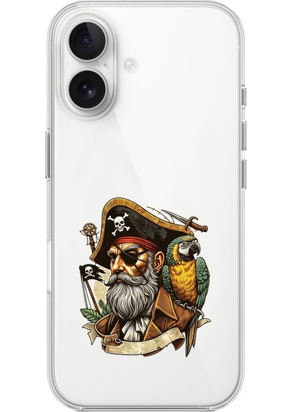 iPhone 16 Uyumlu Şeffaf Kılıf Pirate 3 Tasarımlı