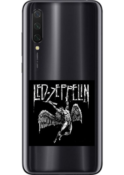 Xiaomi Mi 9 Lite Uyumlu Şeffaf Kılıf LED Zeppelin Tasarımlı