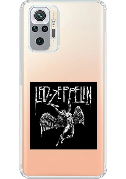 Xiaomi Redmi Note 10 Pro Uyumlu Şeffaf Kılıf LED Zeppelin Tasarımlı