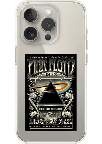 iPhone 16 Pro Max Uyumlu Şeffaf Kılıf Pink Floyd Tasarımlı