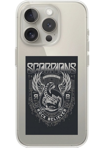 iPhone 16 Pro Uyumlu Şeffaf Kılıf Scorpions Tasarımlı
