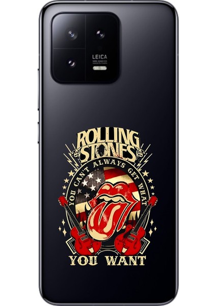 Xiaomi Mi 13 Pro Uyumlu Şeffaf Kılıf Rolling Stones Tasarımlı