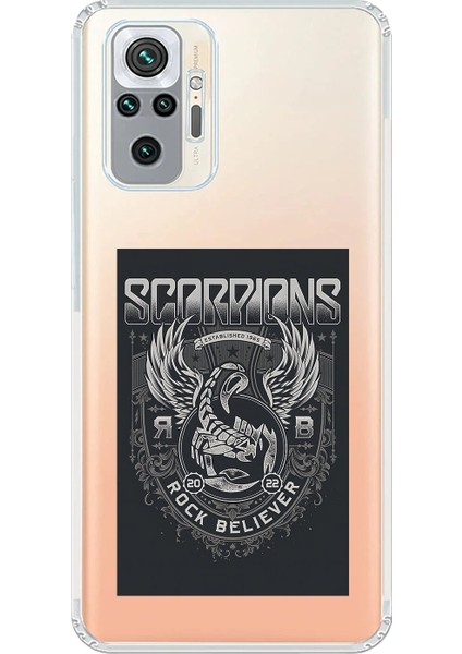 Xiaomi Redmi Note 10 Pro Uyumlu Şeffaf Kılıf Scorpions Tasarımlı