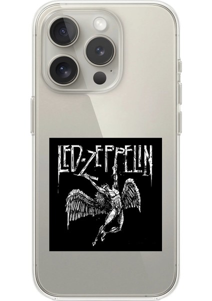 iPhone 16 Pro Uyumlu Şeffaf Kılıf LED Zeppelin Tasarımlı