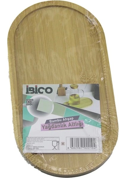Oval Ahşap Bambu Yağdanlık Altlık Mini Tepsi 12 x 23.3 x 0.8cm (4887)