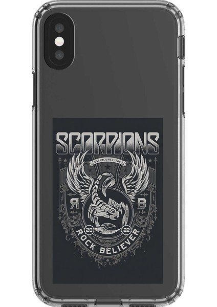 iPhone Xs Uyumlu Şeffaf Kılıf Scorpions Tasarımlı
