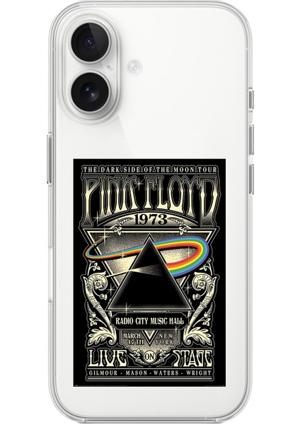 iPhone 16 Uyumlu Şeffaf Kılıf Pink Floyd Tasarımlı