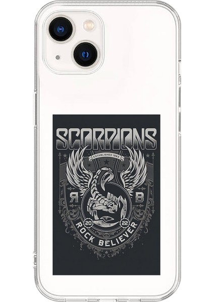 iPhone 15 Uyumlu Şeffaf Kılıf Scorpions Tasarımlı