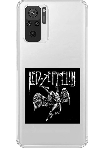 Xiaomi Redmi Note 10 Uyumlu Şeffaf Kılıf LED Zeppelin Tasarımlı