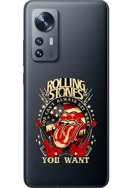 Xiaomi Mi 12 Pro Uyumlu Şeffaf Kılıf Rolling Stones Tasarımlı