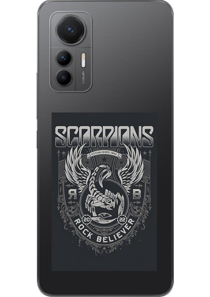 Xiaomi Mi 12 Lite Uyumlu Şeffaf Kılıf Scorpions Tasarımlı