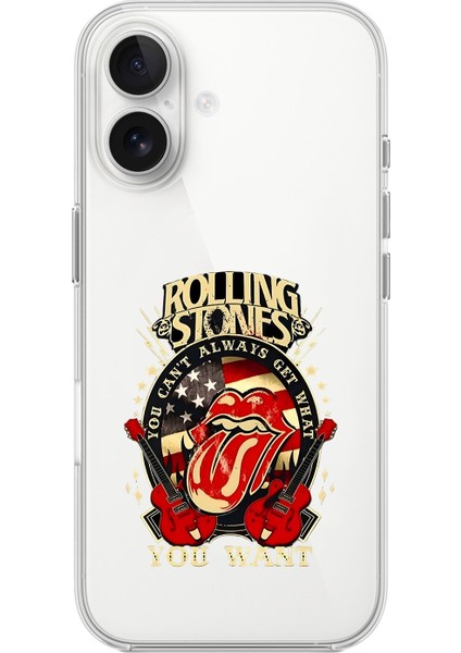 iPhone 16 Uyumlu Şeffaf Kılıf Rolling Stones Tasarımlı