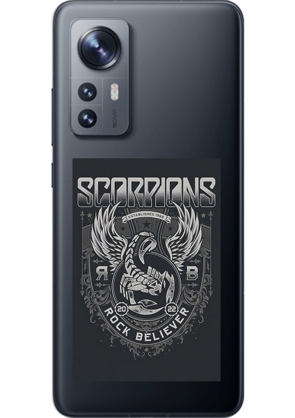 Xiaomi Mi 12 Pro Uyumlu Şeffaf Kılıf Scorpions Tasarımlı