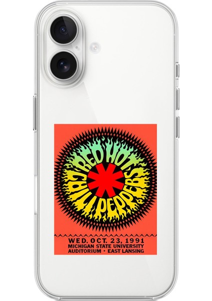 iPhone 16 Uyumlu Şeffaf Kılıf Red Hot Chili Peppers Tasarımlı