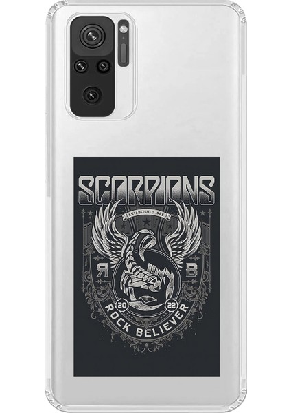 Xiaomi Redmi Note 10 Uyumlu Şeffaf Kılıf Scorpions Tasarımlı