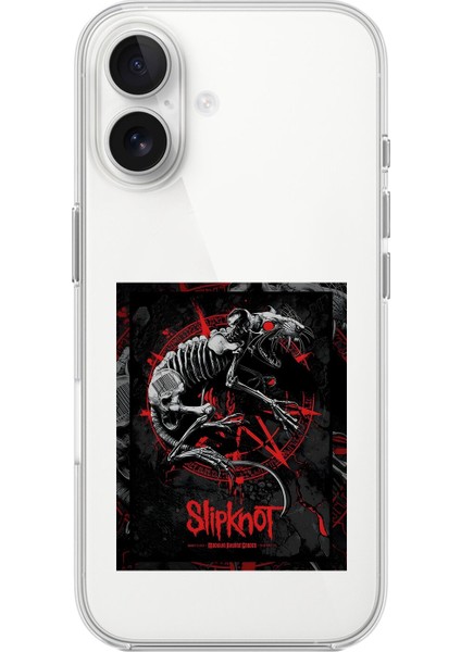 iPhone 16 Uyumlu Şeffaf Kılıf Slipknot Tasarımlı