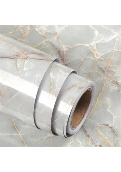 5 mt x 60 cm Mermer Desenli Masa Tezgah Mutfak Su Geçirmez Yapışkanlı Folyo Sticker