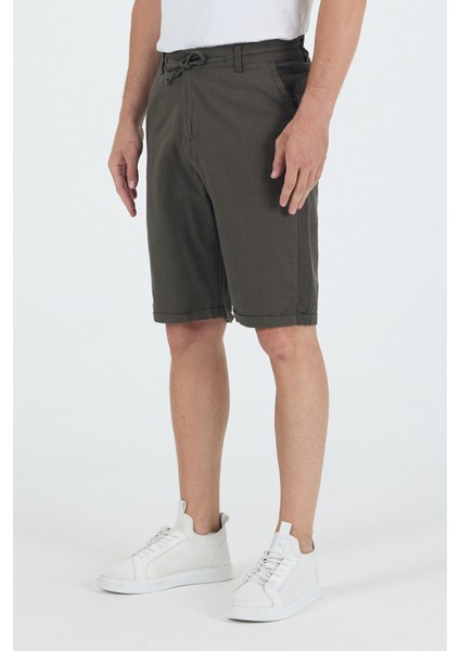 Erkek Slim Fit Keten Chino Şort fırsatları
