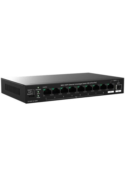 IP-G1110PF-8-120W 8 Port Gıgabıt + 1X1GB RJ45/SFP Port 120W 250 Metre Poe Swıtch